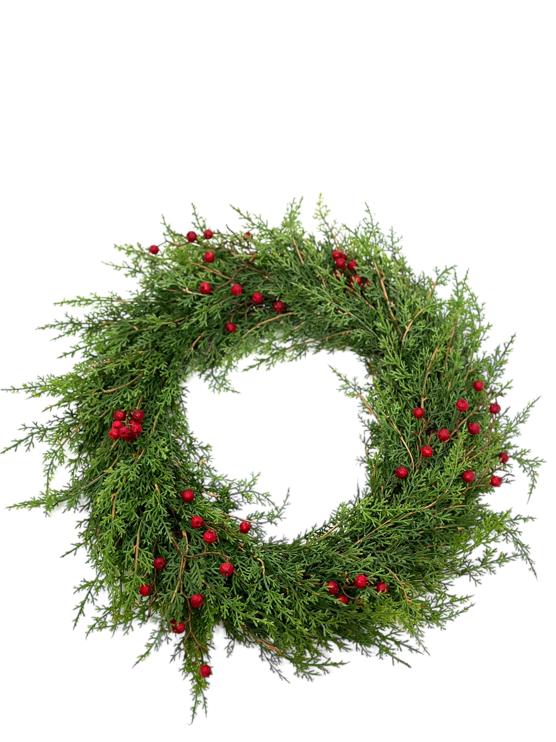 Krans conifeer 55 cm w/berry red