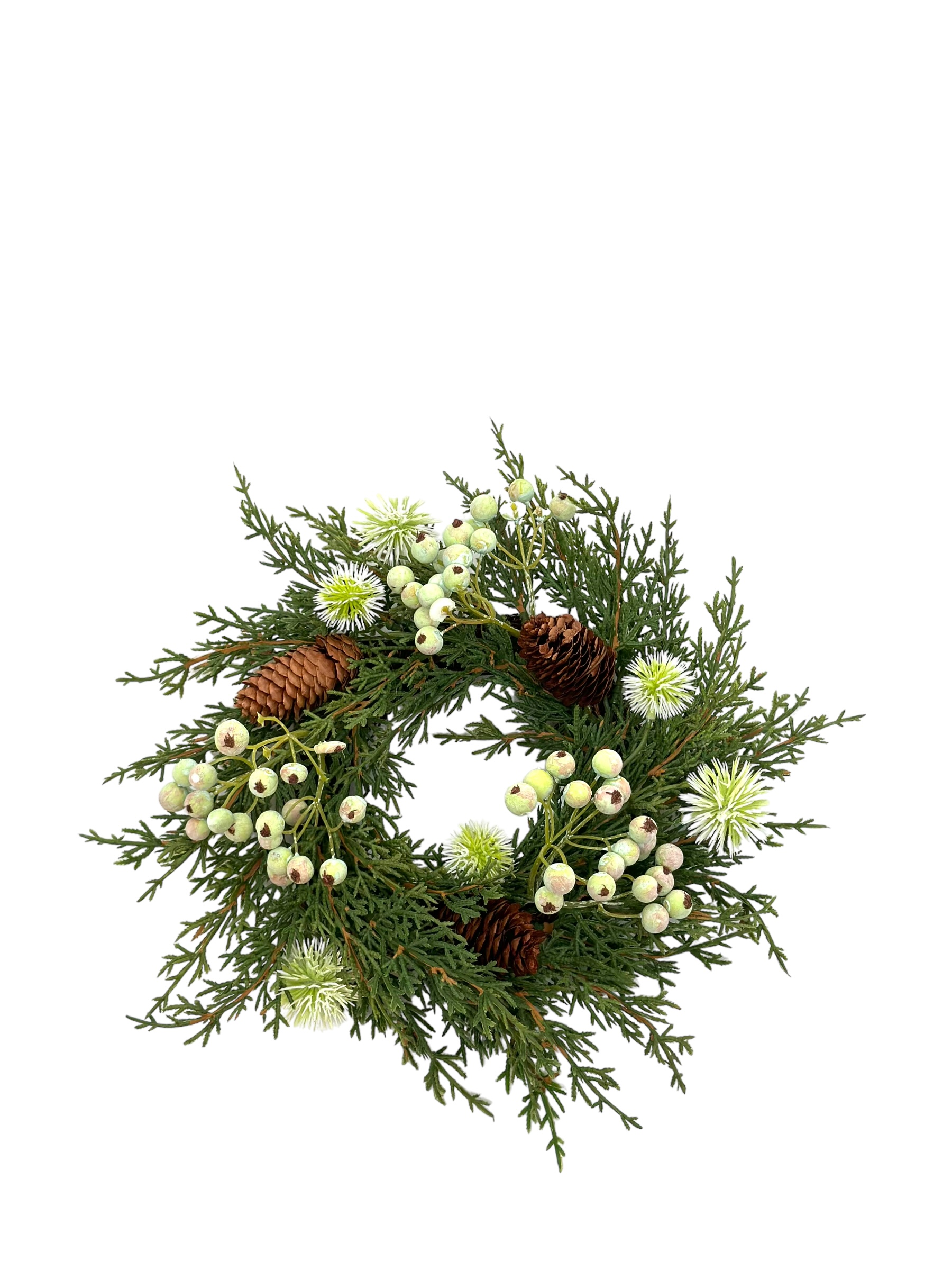 Krans 30 cm distel/berry wit