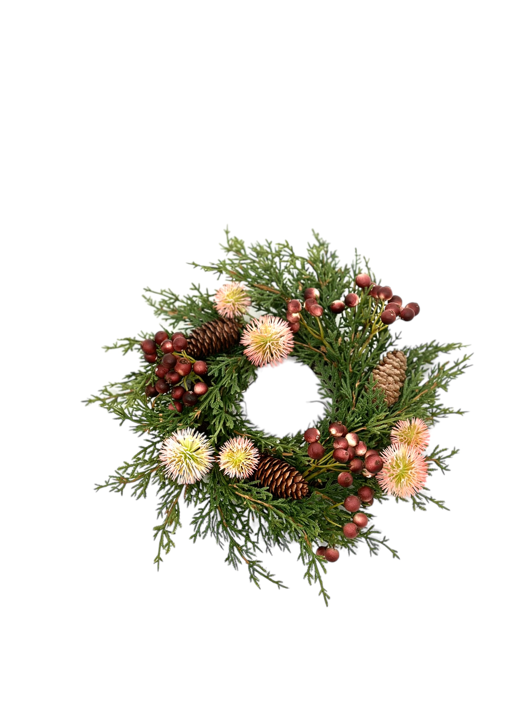 Krans 30 cm distel/berry roze